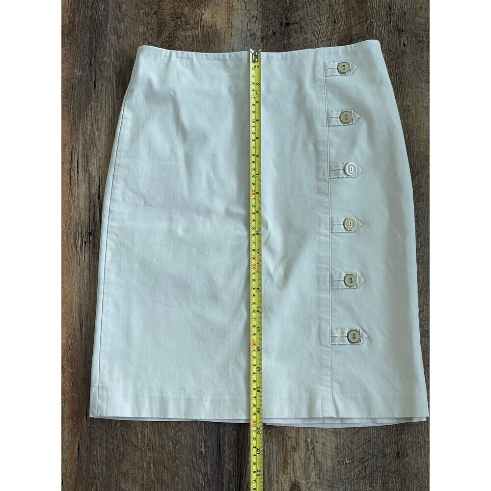 J.McLaughlin tan stretchy pencil skirt with button detail 2 - Picture 7 of 11